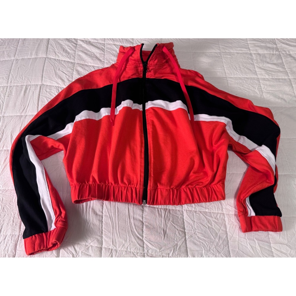 Love Red, Black & White Cropped Bomber Jacket